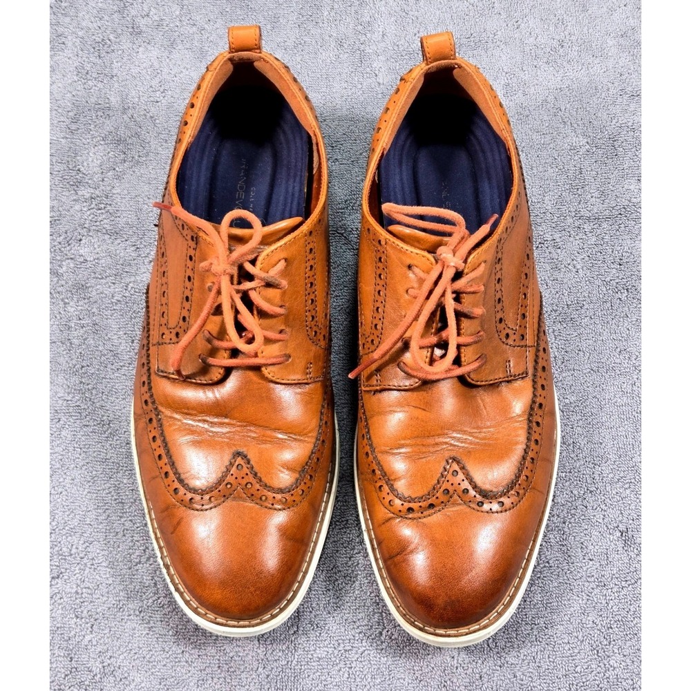 Cole Haan Grand.OS Wingtip Oxfords Mens 10.5M Tan Leather Good C26930 Brogue - Picture 3 of 13